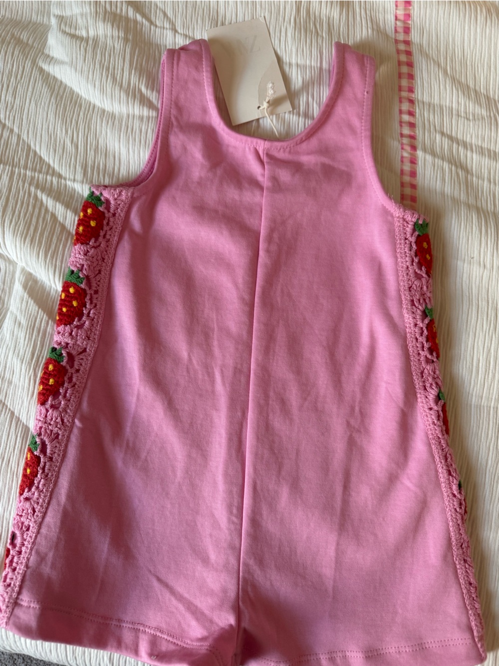 Zara kids romper with Strawberry Crochet Trim